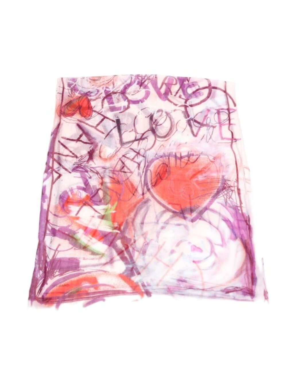 Chanel Love Cashmere Silk Shawl Large Scarf Pink - Picture 2 of 9